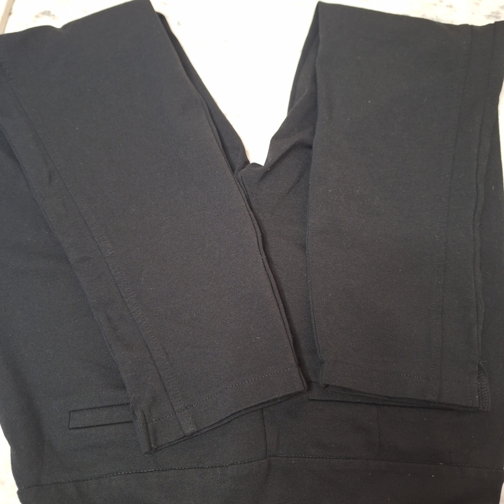 Dear Scarlett Pull On Black Stretch Trousers Lines Down Side With Ankle Slits - Picture 3 of 5